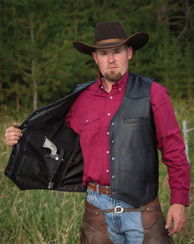 Drover Concealed Carry Leather Vest - Dusty Cowboy
